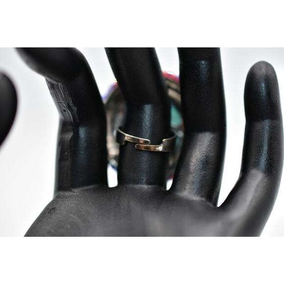 Statement Ring Sparkling Rhinestone Crystal Red White Blue Union Jack Shiny Bin7 - Picture 8 of 12